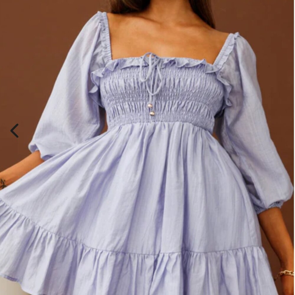 Selfie Leslie Flynn Balloon Sleeve Blue Dress